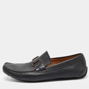 Salvatore Ferragamo Black Leather Driver Loafers Size 44