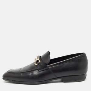 Salvatore Ferragamo Black Leather Gancini Bit Loafers Size 43.5
