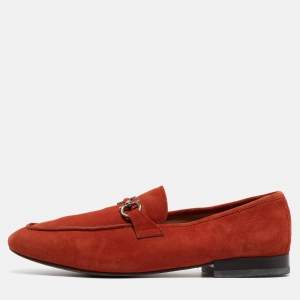 Salvatore Ferragamo Orange Suede Gancini Driving Loafers Size 42