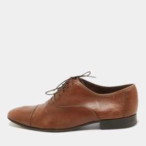 Salvatore Ferragamo Brown Leather Lace Up Cap Toe Oxford Size 43