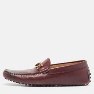 Salvatore Ferragamo Burgundy Leather Slip On Loafers Size 40.5