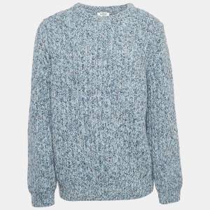Sandro Blue Heavy Wool Knit Crew Neck Sweater XXL