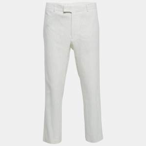 Sandro White Stripe Linen Blend Straight Leg Pants XXL