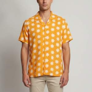 مملوكة مسبقًا Sandro Orange Cold Flower Print Lawn Button-Down Shirt M
