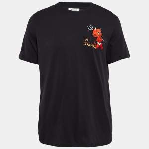 Sandro x Hot Stuff Black Embroidered Crew Neck T-shirt L