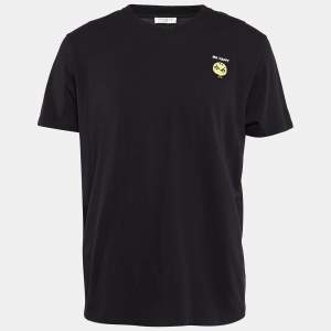 Sandro Black Knit Applique Detail Crew Neck T-Shirt XL