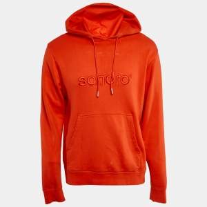 Sandro Dark Orange Logo Embroidered Cotton Hoodie M