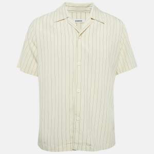 Sandro Beige Stripe Viscose Button Front Shirt L