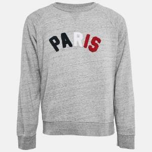 Sandro Grey Mélange Cotton Tufted Sweatshirt L