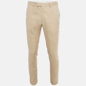 Sandro Cream Linen Regular Fit Trousers M