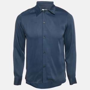 Sandro Blue Satin Requin Shirt XS