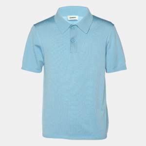 Pre Owned Sandro Blue Stretch Knit Polo T-Shirt M