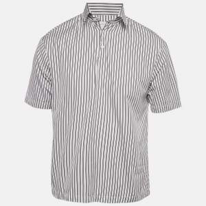 Pre Owned Sandro Blue Stripe Cotton Polo Oversized Shirt XS