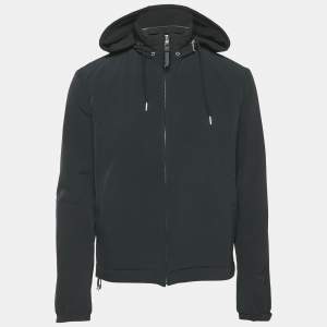 مملوكة مسبقًا Sandro Navy Blue Twill Technical Fabric Hooded Jacket M