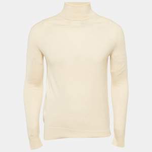 Pre Owned Sandro Cream Wool Blend Turtleneck Jumper S