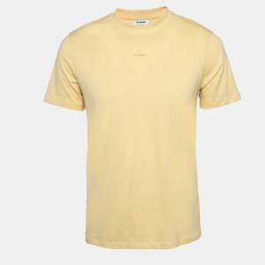 Sandro Yellow Logo Embroidered Cotton Round Neck T-Shirt S
