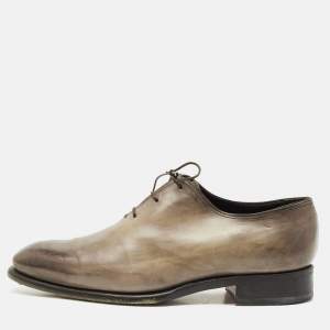 Santoni Beige/Brown Ombre Leather Lace Up Oxfords Size 41.5