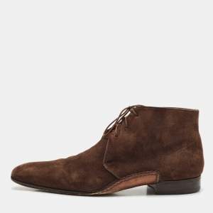 Santoni Brown Suede Lace-Up Desert Boots Size 41.5