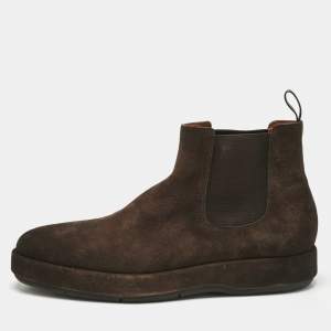 Santoni Brown Suede Kahverengi Ankle Boots Size 43.5