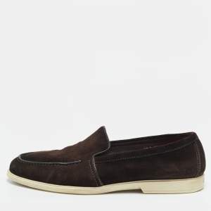 Pre Owned حذاء لوفرز سانتوني سليب أون بيني سويد بني مقاس 43