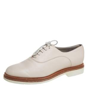 Santoni Beige Leather Lace Up Oxfords Size 40