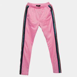 Se'renede Pink Jersey Lurex Side Trim Detail Track Pants M