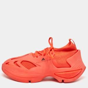 Stella McCartney X Adidas Orange Fabric and Rubber Athletic Low Top Sneakers Size 40.5
