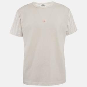 Stone Island Beige Stripe Cotton Crew Neck T-Shirt XL
