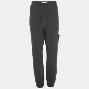 Pre Owned Stone Island Grey Jersey Logo Patch Jogger Pants XL