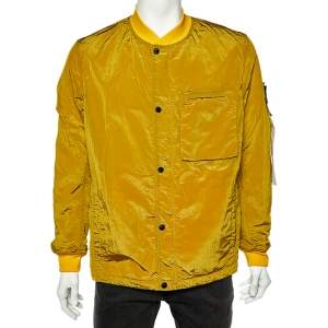 Stone Island Mustard Yellow Nylon Reversible Bomber Jacket L