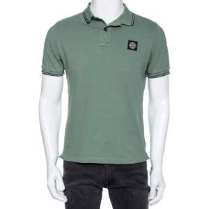 Stone Island Green Cotton Pique Short Sleeve Slim Fit Polo T-Shirt M 