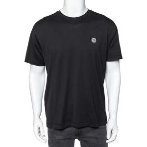 Stone Island Black Logo Embroidered Cotton Short Sleeve T-Shirt XL