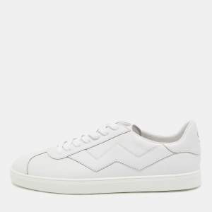 Stuart Weitzman White Leather Daryl Low Top Sneakers Size 42