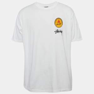 Stussy White Printed Crew Neck Martin Rose T-Shirt L