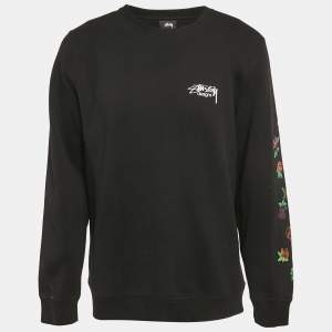 Stussy Black Printed Cotton Sweatshirt L