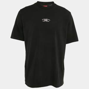 Supreme Black World Famous Embroidery Cotton Crew Neck T-Shirt M