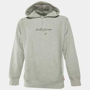 Supreme Grey Le Luxe Supreme Cotton Hooded Sweatshirt M