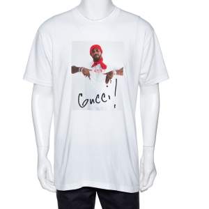 Supreme White Cotton Gucci Mane Print Crew Neck T Shirt L 