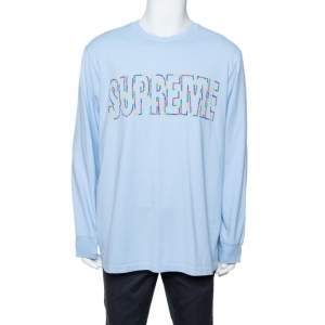 Supreme Light Blue Cotton Supreme City Embroidered Long Sleeve T-Shirt XL