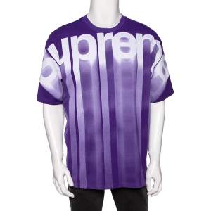 Supreme Purple Logo Print Cotton Short Sleeve T-Shirt L