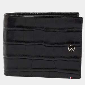S.T. Dupont Black Croc Embossed Leather Bifold Wallet