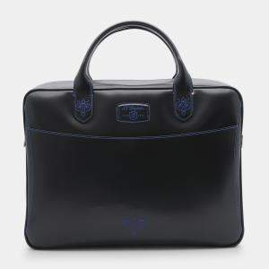 S.T. Dupont Derby Black Leather Portfolio Laptop Briefcase