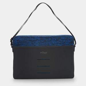 S.T. Dupont Jet Millennium Black And Blue Rubber And Canvas Messenger Bag
