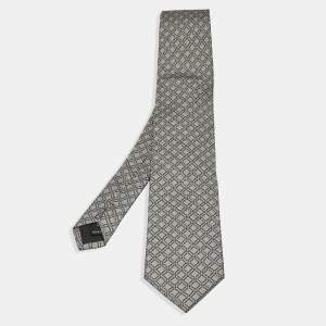 S.T. Dupont Grey Geometric Pattern Tie