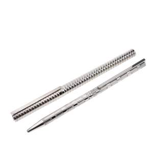 S.T. Dupont Vintage Textured Silver Tone Ballpoint & Fountain Pen Set