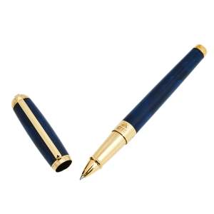 S.T. Dupont Line D Blue Natural Lacquer Gold Finish Rollerball Pen