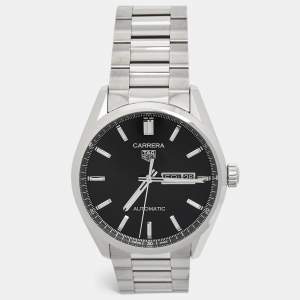 Tag Heuer Black Stainless Steel Carrera Caliber 5 WBN2010.BA0640 Men's Wristwatch 41 mm