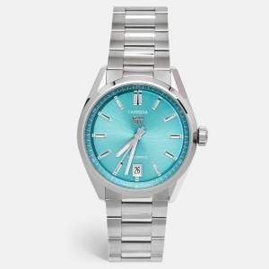 TAG Heuer Turquoise Blue Stainless Steel Carrera WBN2516.BA0001 Women's Wristwatch 36 mm