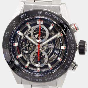 Tag Heuer Black Stainless Steel Carrera CAR2A1W Automatic Men's Wristwatch 45 mm