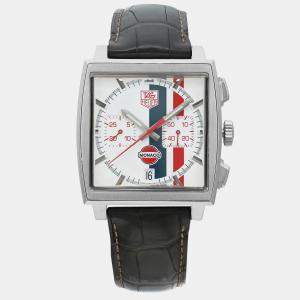 Tag Heuer White Stainless Steel Monaco CW2118.FC6207 Automatic Men's Wristwatch 38mm